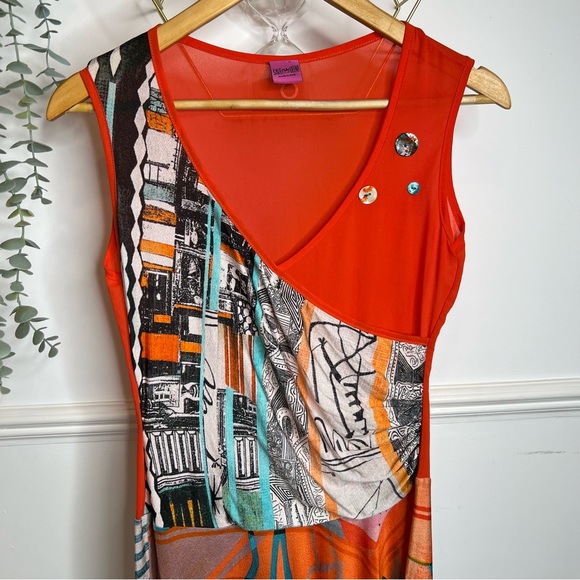 Save the Queen abstract print asymmetric hem midi wrap dress - Picture 8 of 8
